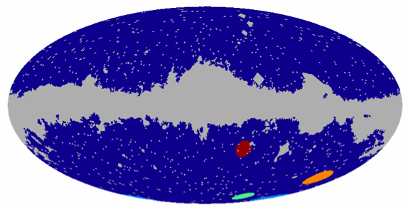 Full sky map of the cosmic microwave background from WMAP, showing the most likely bubble collisions